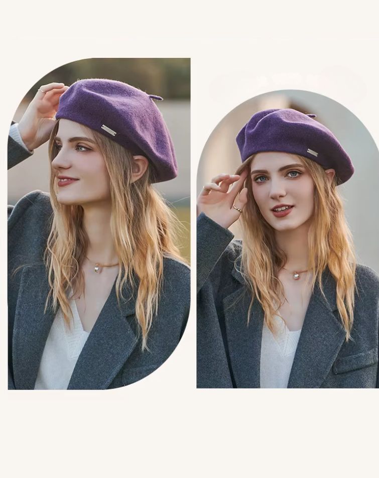 beret tendance violet en laine