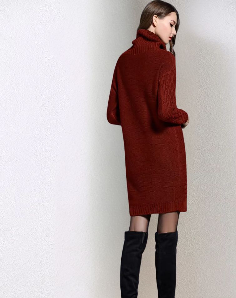 robe en maille rouge bordeaux