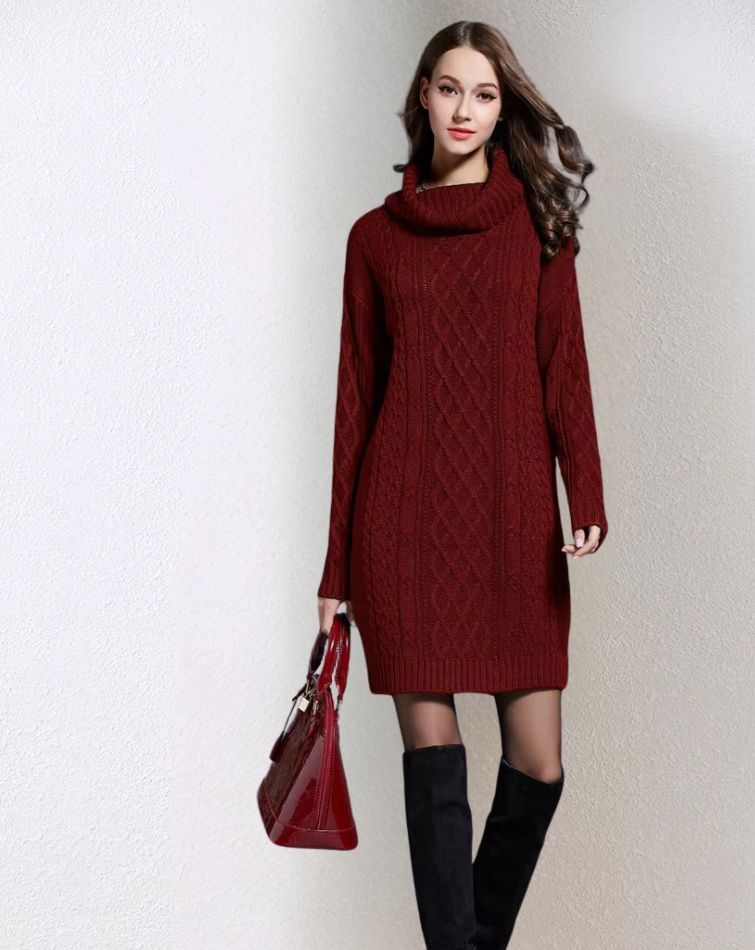 robe hiver rouge bordeaux style décontracté