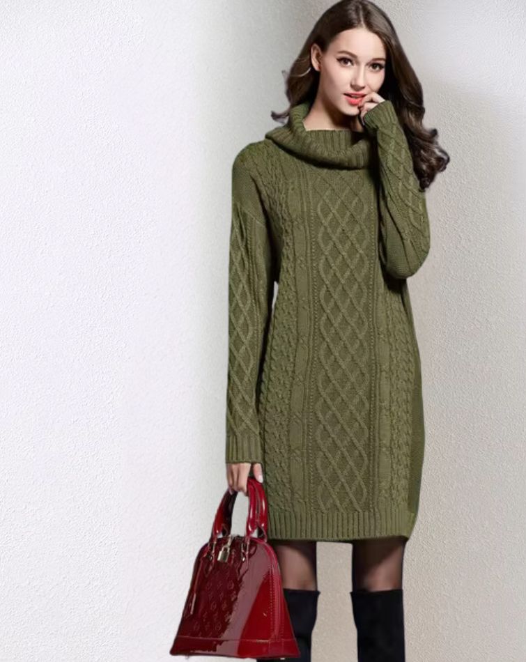 robe pull décontractée verte